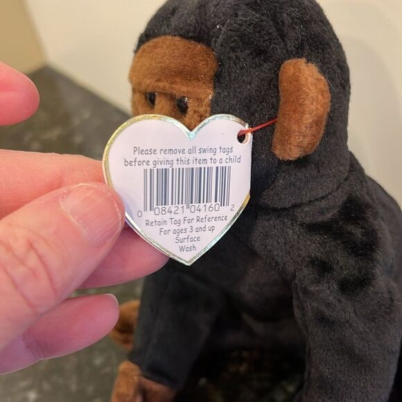 TY Congo the Gorilla Beanie Baby 1996. Size 6.5”With Ear tag - Picture 5 of 11